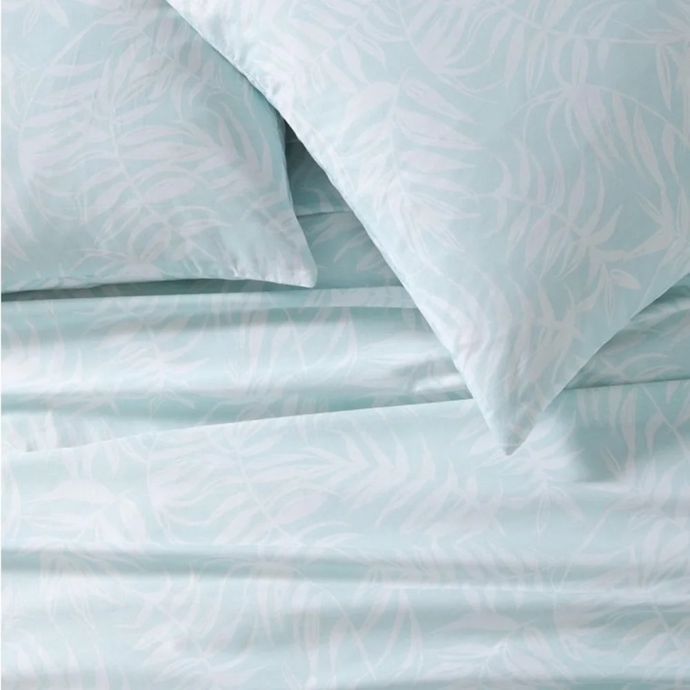 Tommy Bahama Palms Blue 3-Piece Plain Weave Cotton Reversible Comforter Sham Set